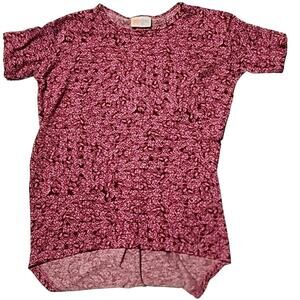 LuLaRoe Kids Size 6 Floral Print Short Sleeve Top - Burgundy and Purple Colors
